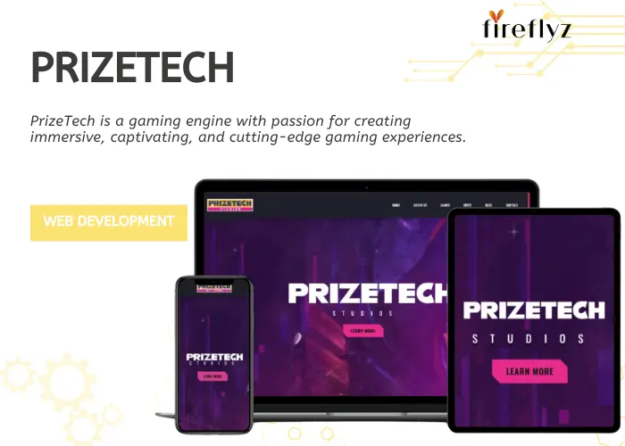 Prizetech gaming company landing page website