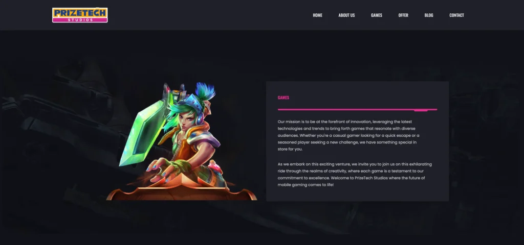 Introduction section of website